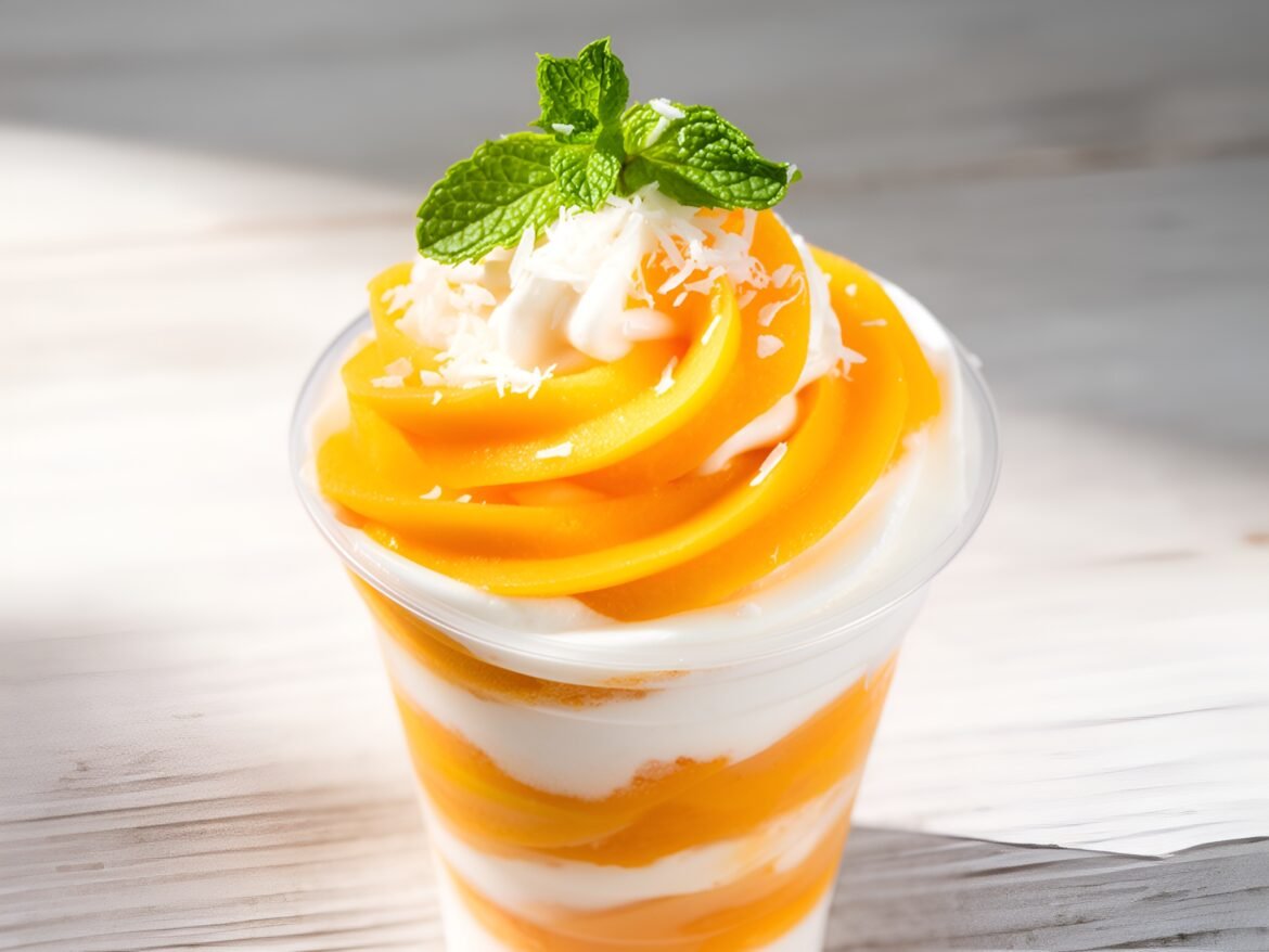 Tropical Mango-Coconut Sorbet Swirl Cups