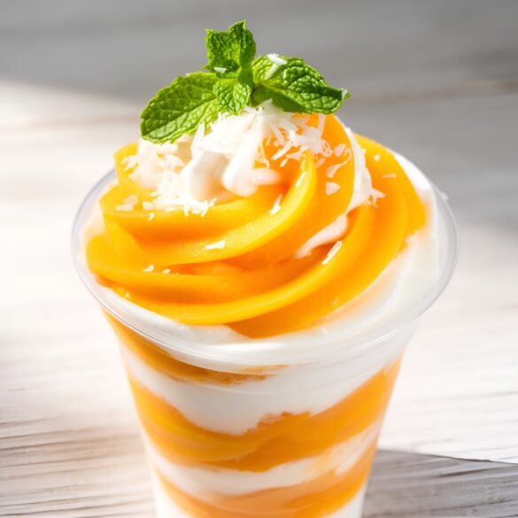 Tropical Mango-Coconut Sorbet Swirl Cups