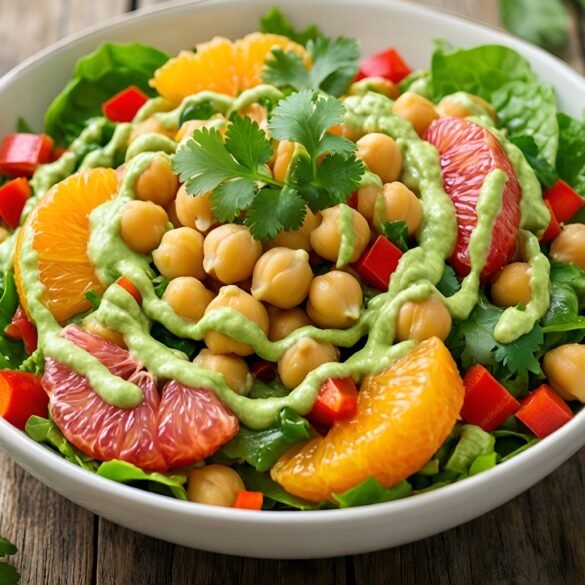 Vibrant Citrus-Chickpea Salad with Creamy Avocado Lime Dressing