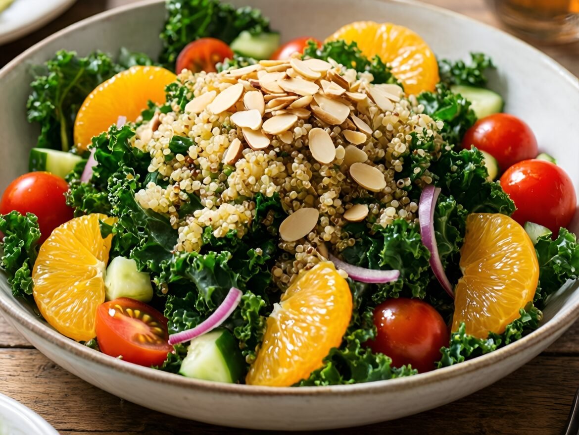 Vibrant Kale-Quinoa Citrus Salad with Zesty Ginger Vinaigrette