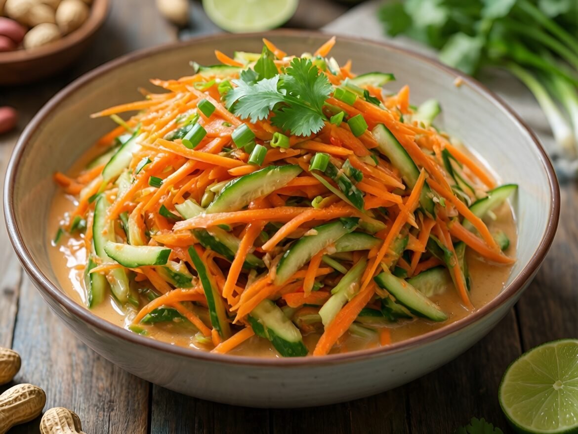 Zingy Thai Cucumber and Carrot Slaw with Peanut Dressing