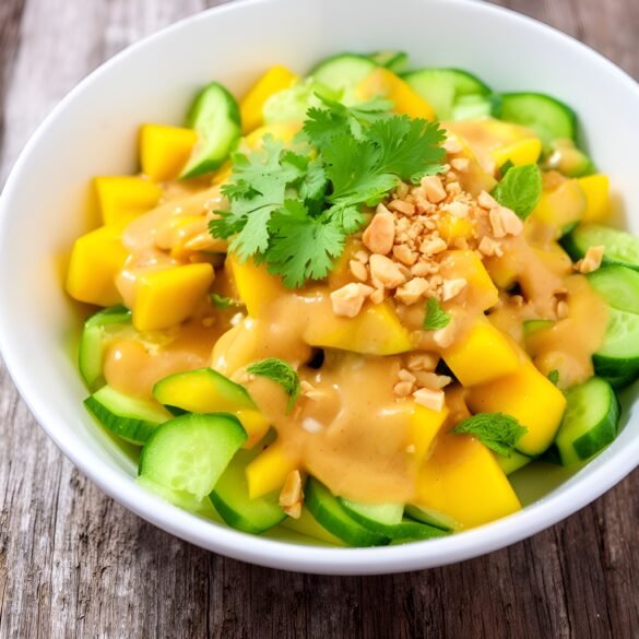 Zingy Thai Mango-Cucumber Salad with Creamy Peanut Dressing